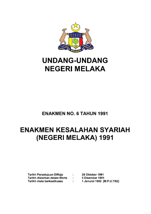 Enakmen Kesalahan Syariah (Negeri Melaka)